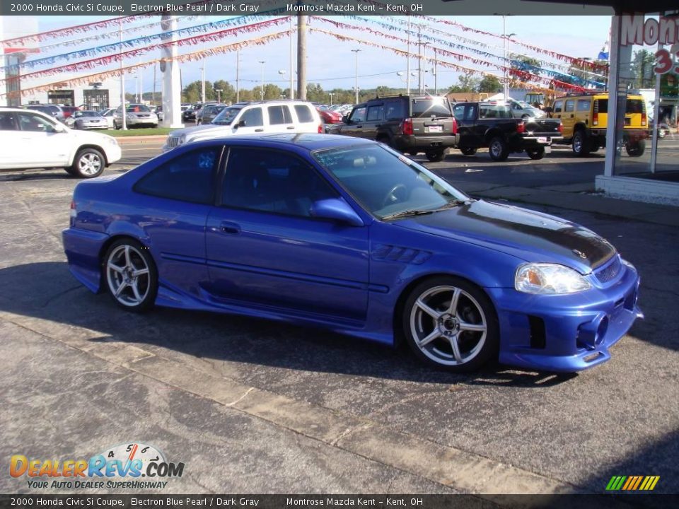 2000 Honda Civic Si Coupe Electron Blue Pearl / Dark Gray Photo #2