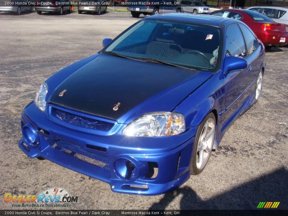 2000 Honda Civic Si Coupe Electron Blue Pearl / Dark Gray Photo #7
