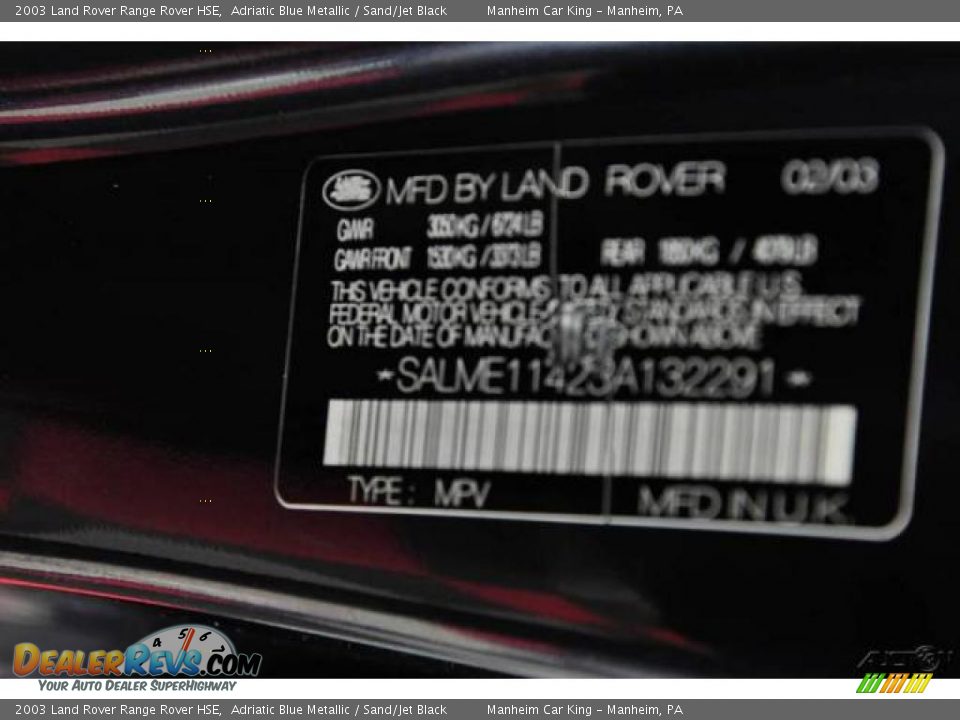 2003 Land Rover Range Rover HSE Adriatic Blue Metallic / Sand/Jet Black Photo #17