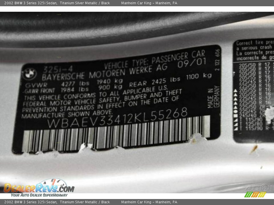 2002 BMW 3 Series 325i Sedan Titanium Silver Metallic / Black Photo #14