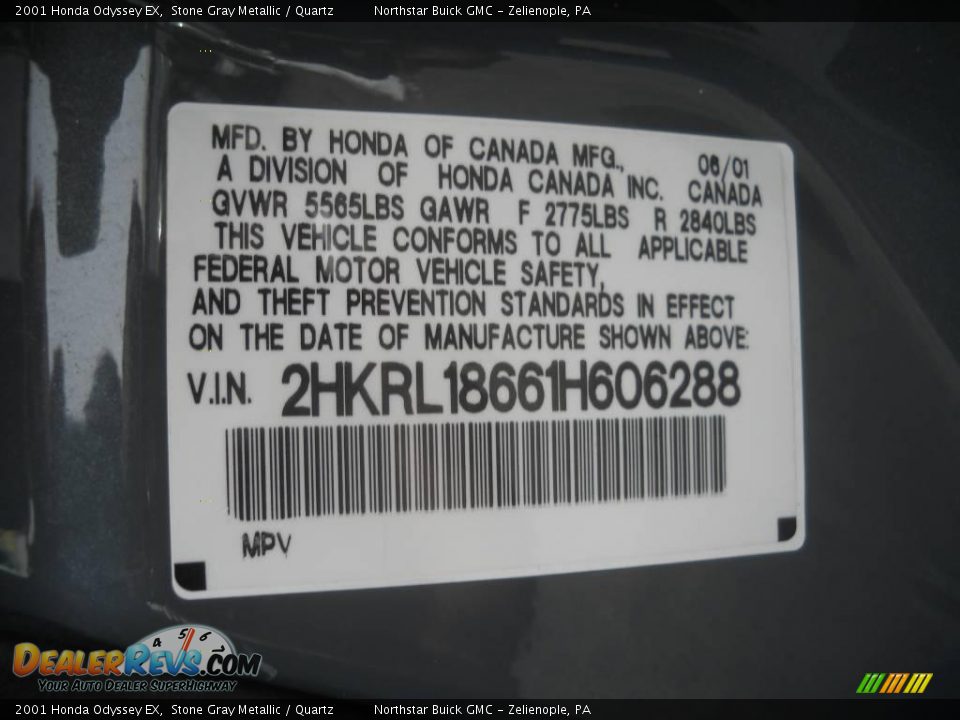 2001 Honda Odyssey EX Stone Gray Metallic / Quartz Photo #9