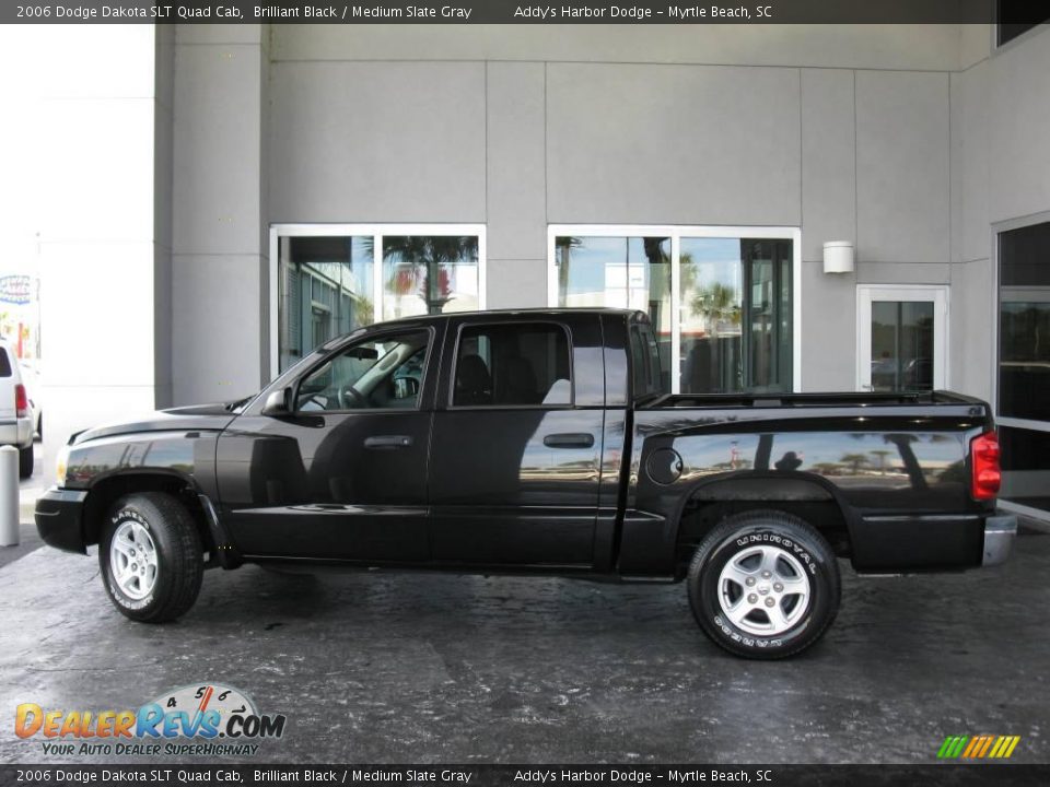 2006 Dodge Dakota SLT Quad Cab Brilliant Black / Medium Slate Gray Photo #5