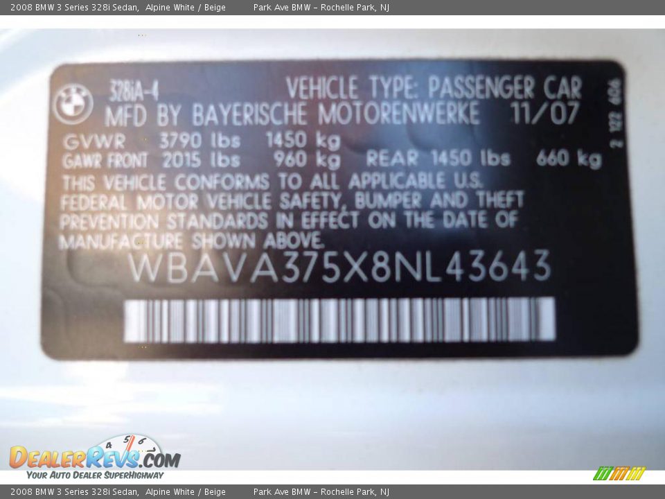 2008 BMW 3 Series 328i Sedan Alpine White / Beige Photo #32