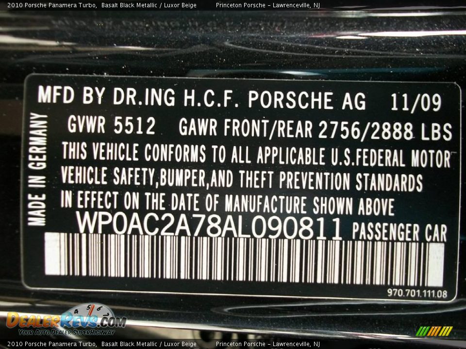 2010 Porsche Panamera Turbo Basalt Black Metallic / Luxor Beige Photo #35