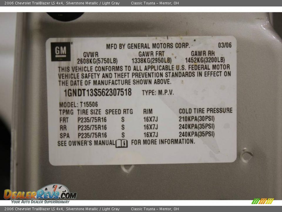 2006 Chevrolet TrailBlazer LS 4x4 Silverstone Metallic / Light Gray Photo #21