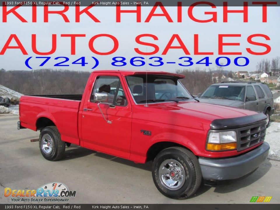 1993 Ford F150 XL Regular Cab Red / Red Photo #1
