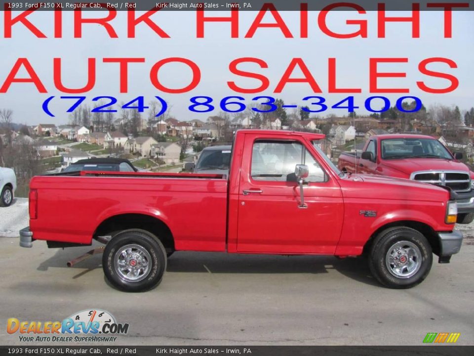 1993 Ford F150 XL Regular Cab Red / Red Photo #2