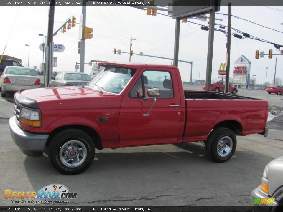 1993 Ford F150 XL Regular Cab Red / Red Photo #12