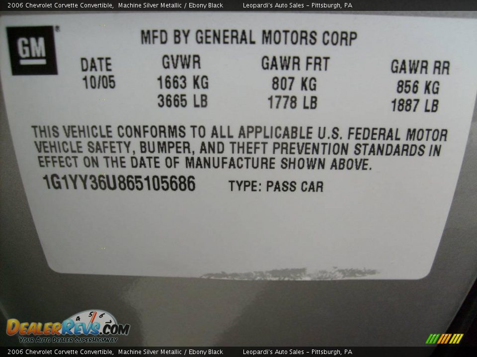 2006 Chevrolet Corvette Convertible Machine Silver Metallic / Ebony Black Photo #12