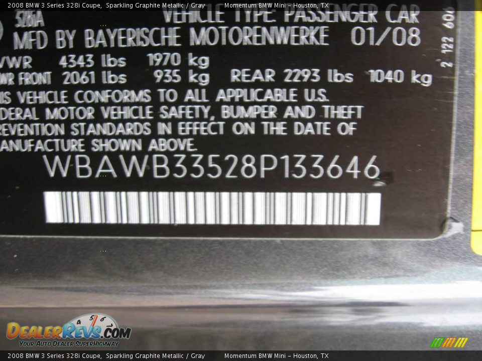 2008 BMW 3 Series 328i Coupe Sparkling Graphite Metallic / Gray Photo #12