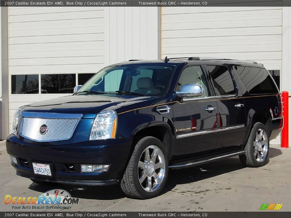 2007 Cadillac Escalade ESV AWD Blue Chip / Cocoa/Light Cashmere Photo #3