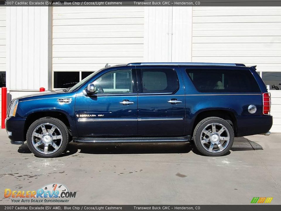 2007 Cadillac Escalade ESV AWD Blue Chip / Cocoa/Light Cashmere Photo #4