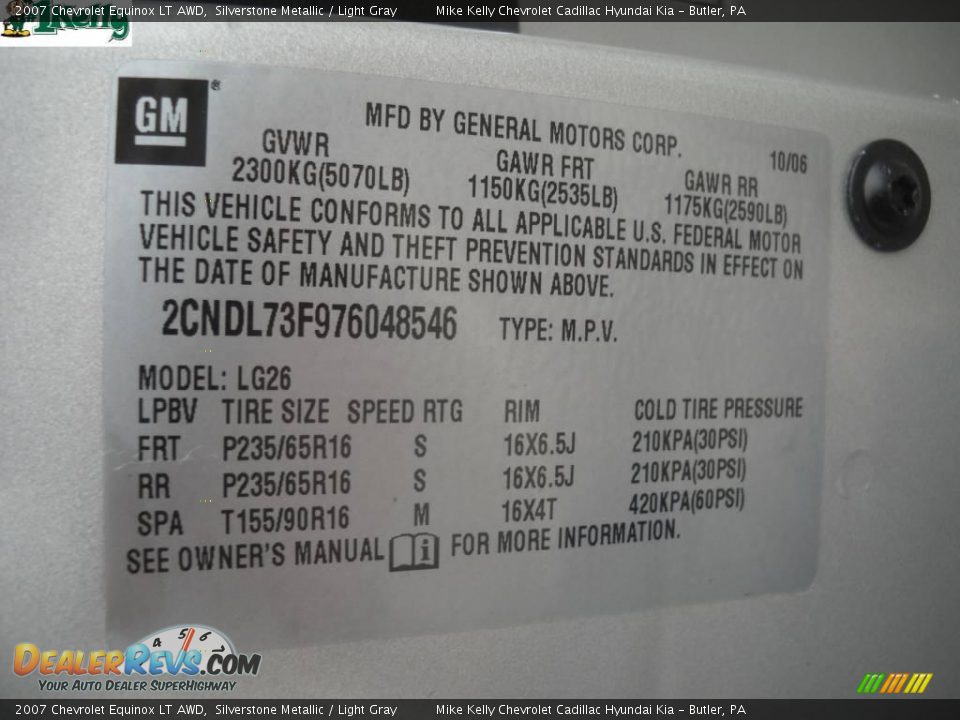 2007 Chevrolet Equinox LT AWD Silverstone Metallic / Light Gray Photo #10