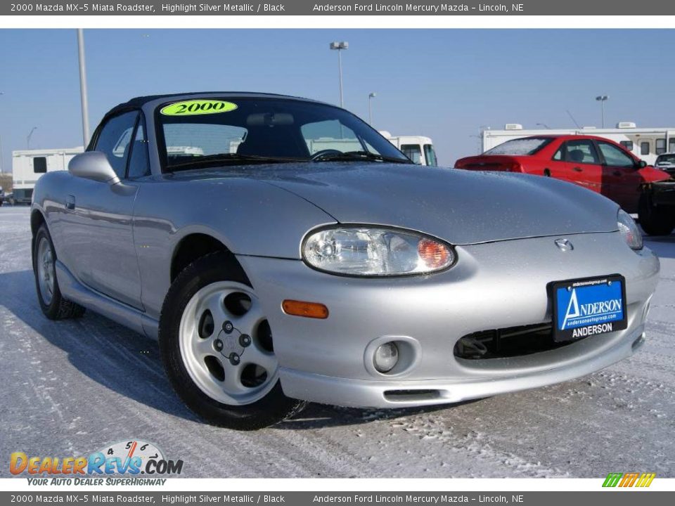 2000 Mazda MX-5 Miata Roadster Highlight Silver Metallic / Black Photo #1
