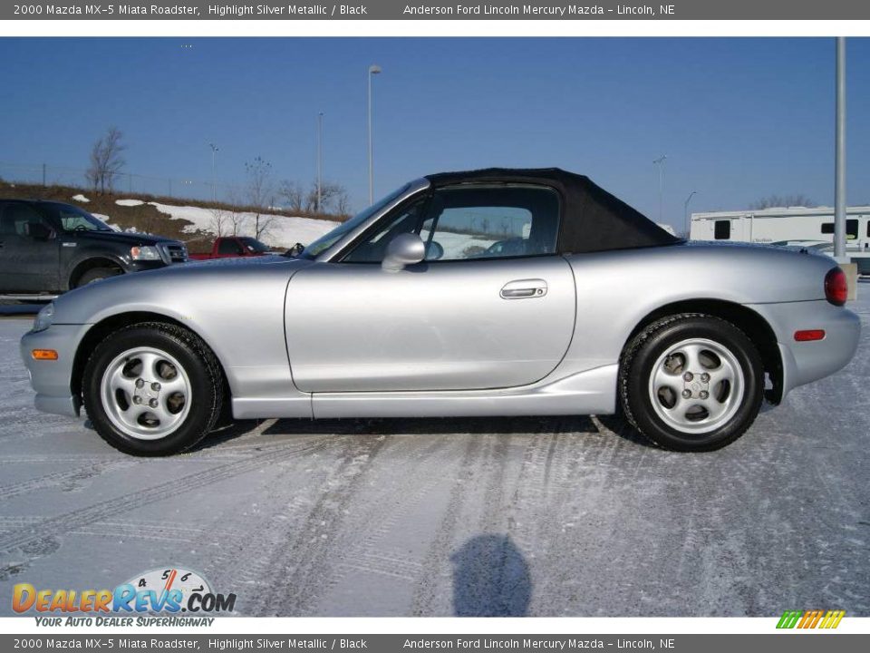 2000 Mazda MX-5 Miata Roadster Highlight Silver Metallic / Black Photo #11
