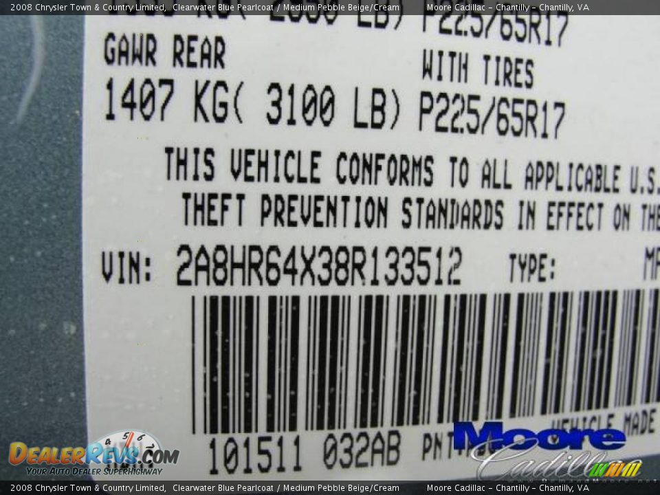 2008 Chrysler Town & Country Limited Clearwater Blue Pearlcoat / Medium Pebble Beige/Cream Photo #26