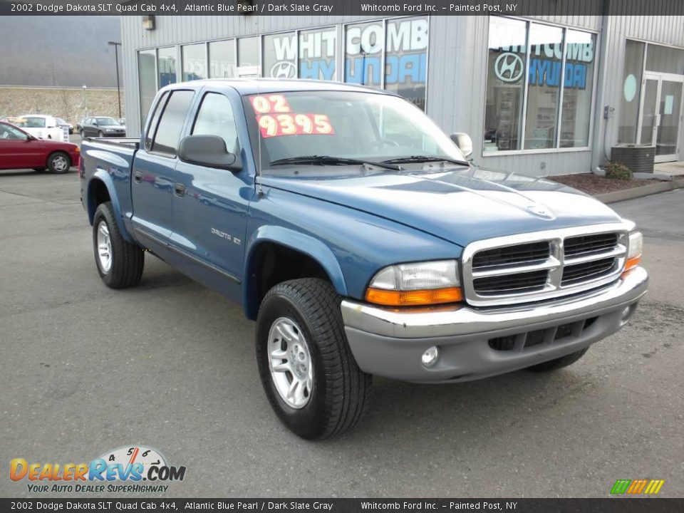 2002 Dodge Dakota SLT Quad Cab 4x4 Atlantic Blue Pearl / Dark Slate Gray Photo #5
