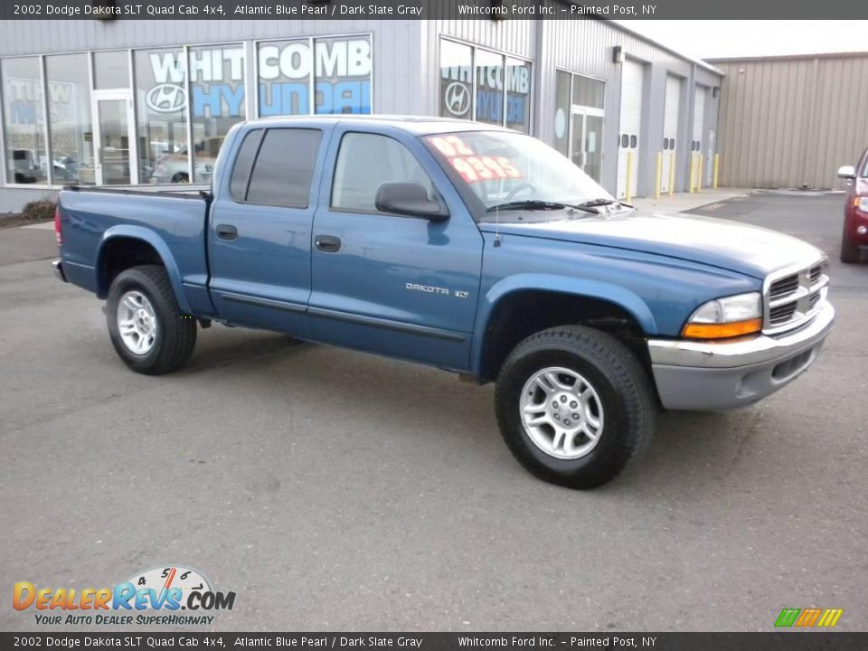 2002 Dodge Dakota SLT Quad Cab 4x4 Atlantic Blue Pearl / Dark Slate Gray Photo #6