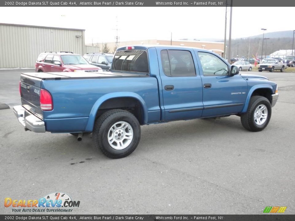 2002 Dodge Dakota SLT Quad Cab 4x4 Atlantic Blue Pearl / Dark Slate Gray Photo #7
