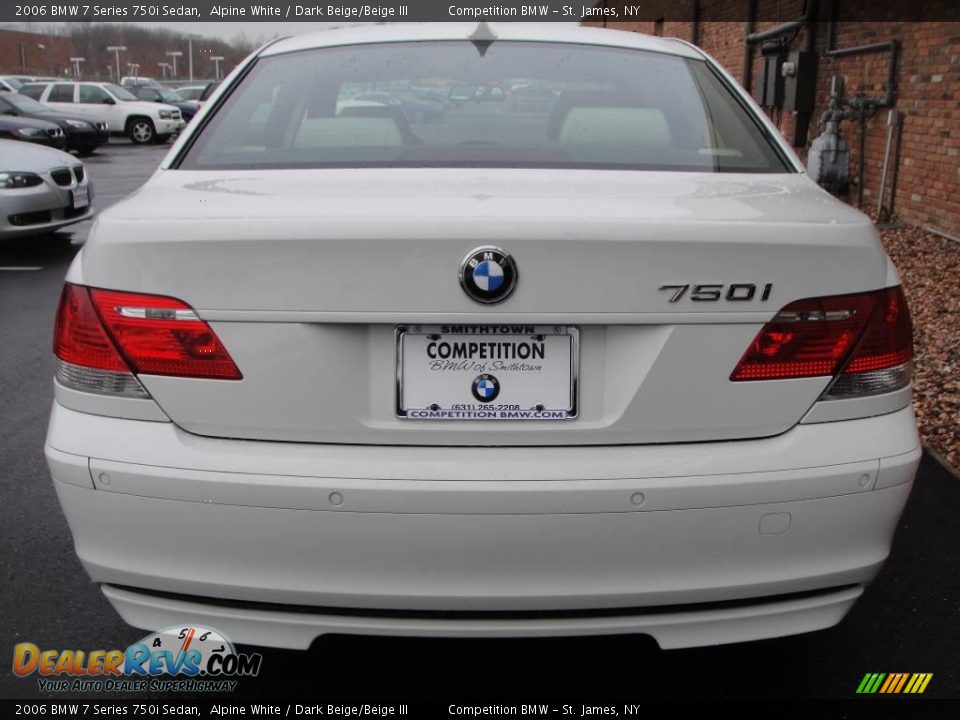 2006 BMW 7 Series 750i Sedan Alpine White / Dark Beige/Beige III Photo #5