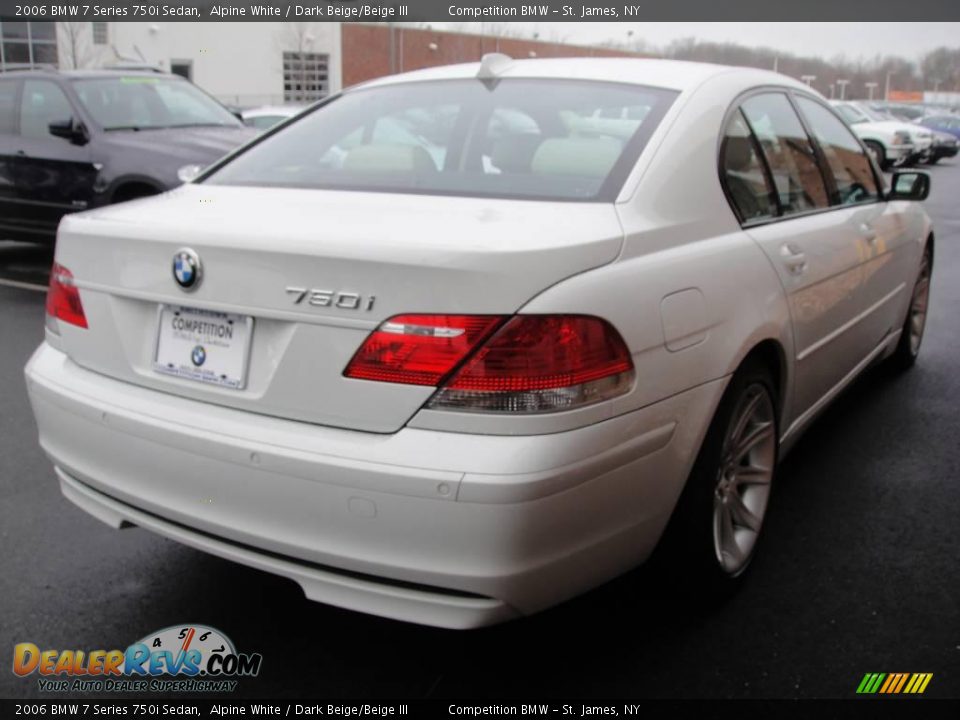 2006 BMW 7 Series 750i Sedan Alpine White / Dark Beige/Beige III Photo #6