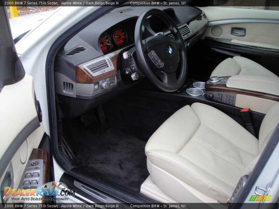 2006 BMW 7 Series 750i Sedan Alpine White / Dark Beige/Beige III Photo #10
