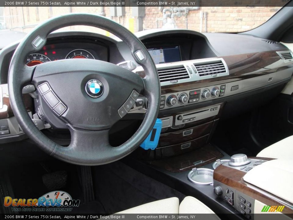 2006 BMW 7 Series 750i Sedan Alpine White / Dark Beige/Beige III Photo #11