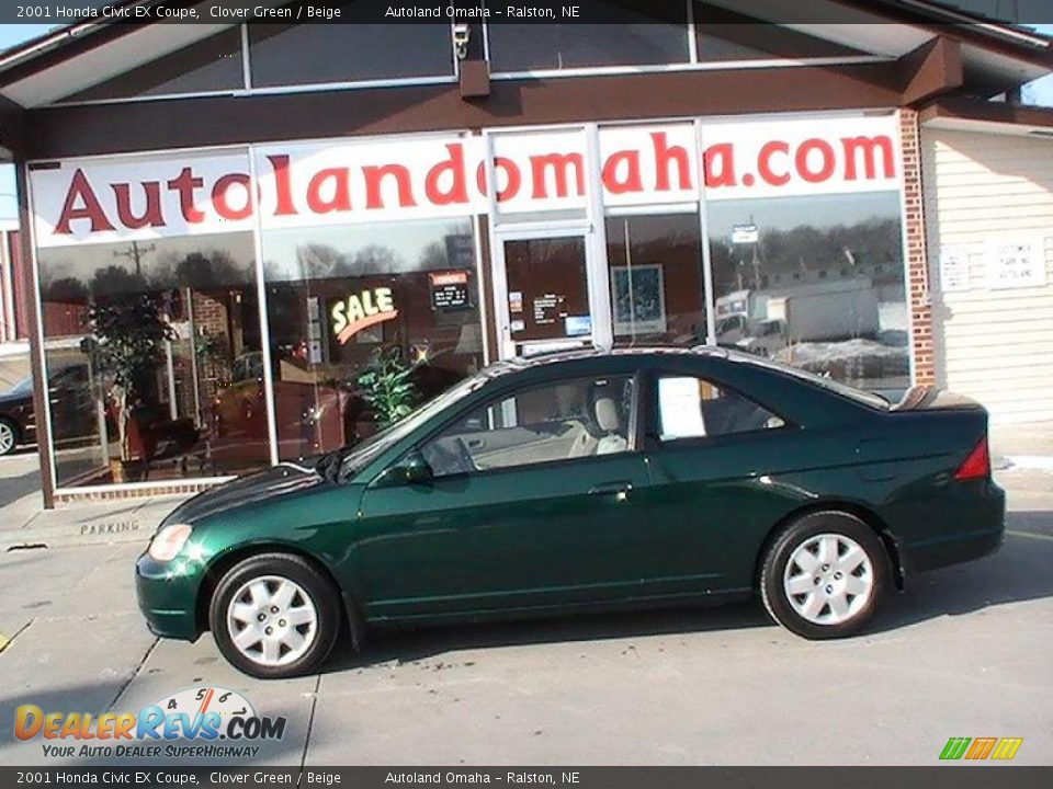 2001 Honda Civic EX Coupe Clover Green / Beige Photo #1