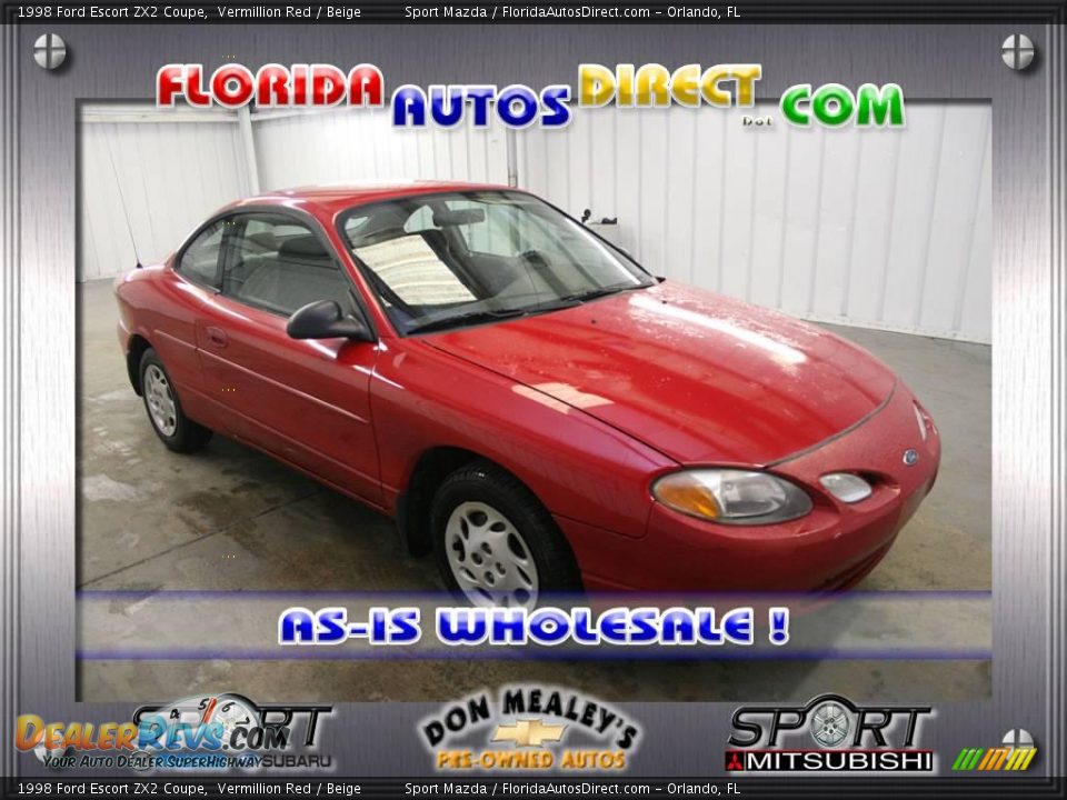 1998 Ford Escort ZX2 Coupe Vermillion Red / Beige Photo #1