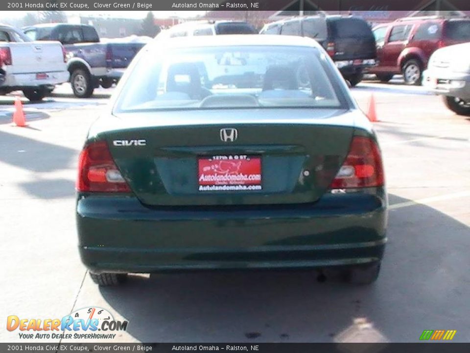 2001 Honda Civic EX Coupe Clover Green / Beige Photo #7