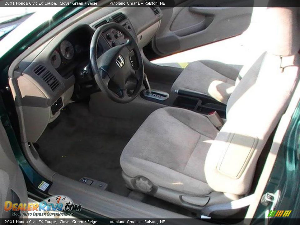 2001 Honda Civic EX Coupe Clover Green / Beige Photo #14