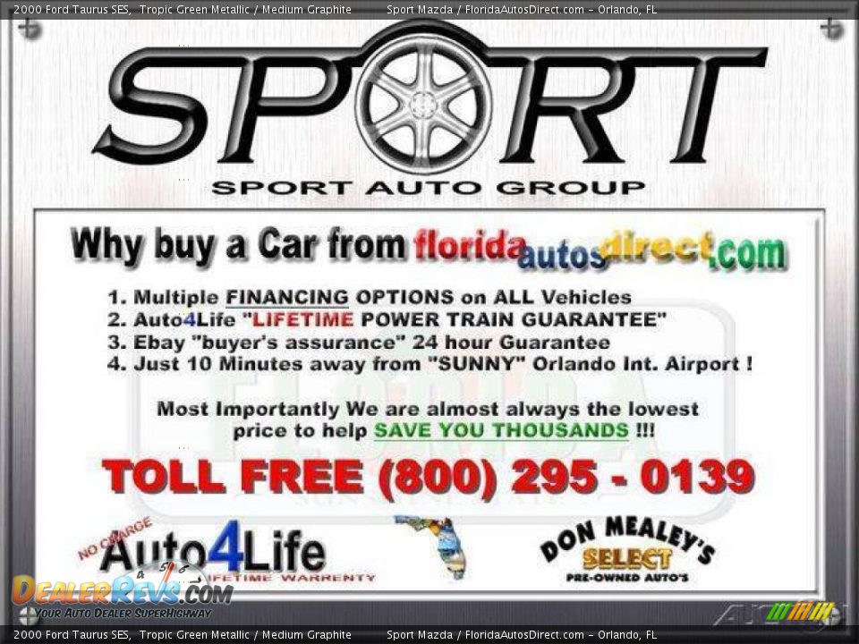 2000 Ford Taurus SES Tropic Green Metallic / Medium Graphite Photo #2