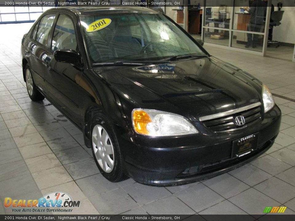 2001 Honda Civic EX Sedan Nighthawk Black Pearl / Gray Photo #1