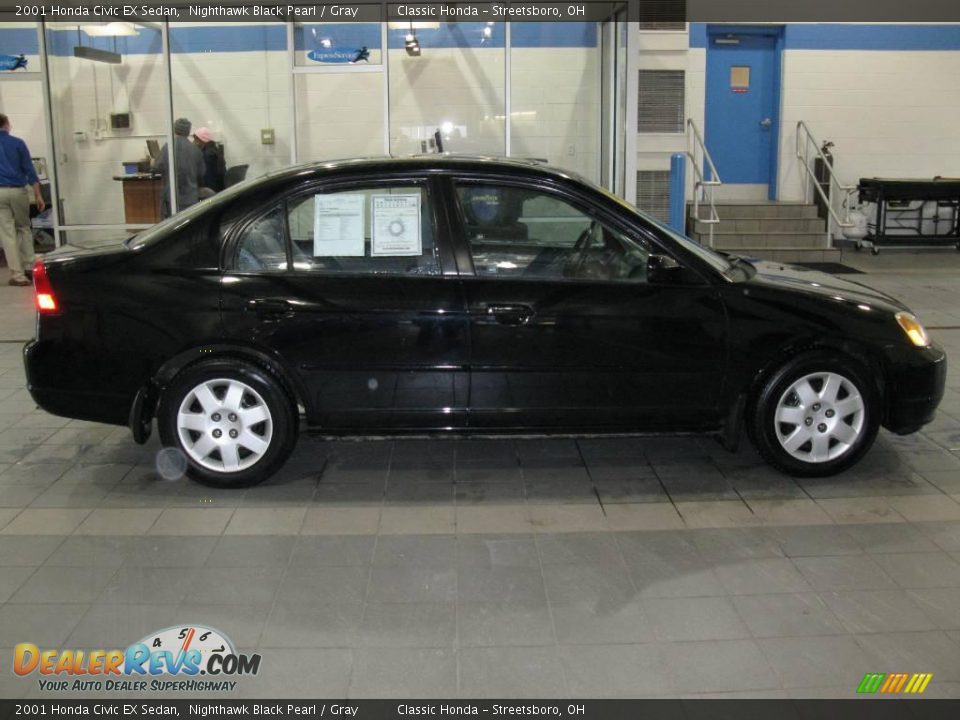 2001 Honda Civic EX Sedan Nighthawk Black Pearl / Gray Photo #3