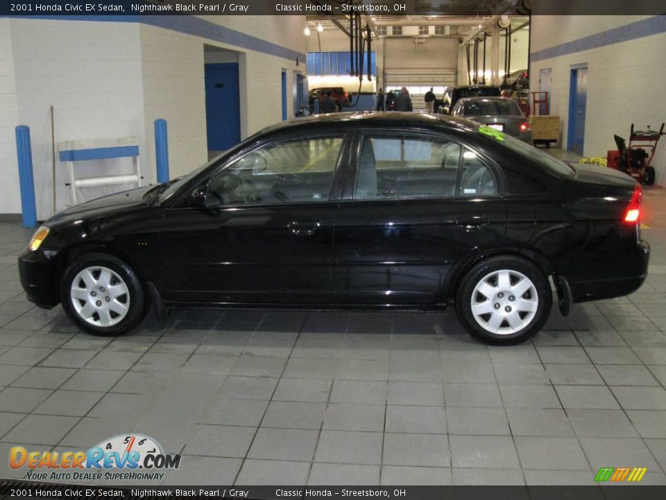 2001 Honda Civic EX Sedan Nighthawk Black Pearl / Gray Photo #4