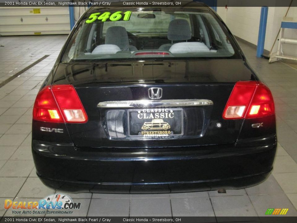 2001 Honda Civic EX Sedan Nighthawk Black Pearl / Gray Photo #6