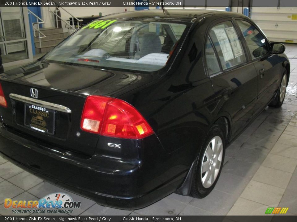 2001 Honda Civic EX Sedan Nighthawk Black Pearl / Gray Photo #8