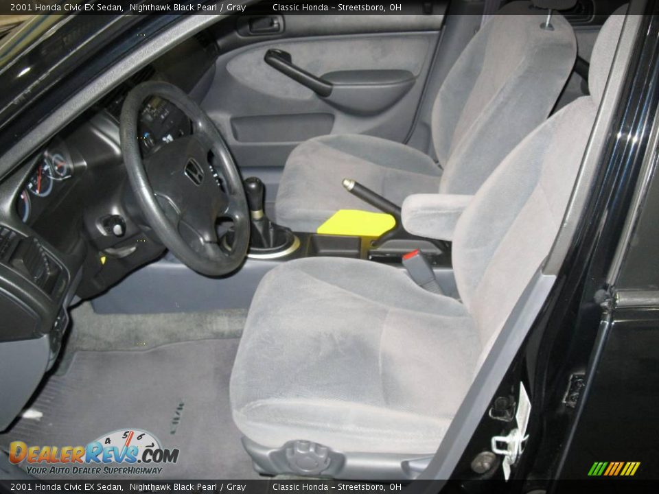 2001 Honda Civic EX Sedan Nighthawk Black Pearl / Gray Photo #13