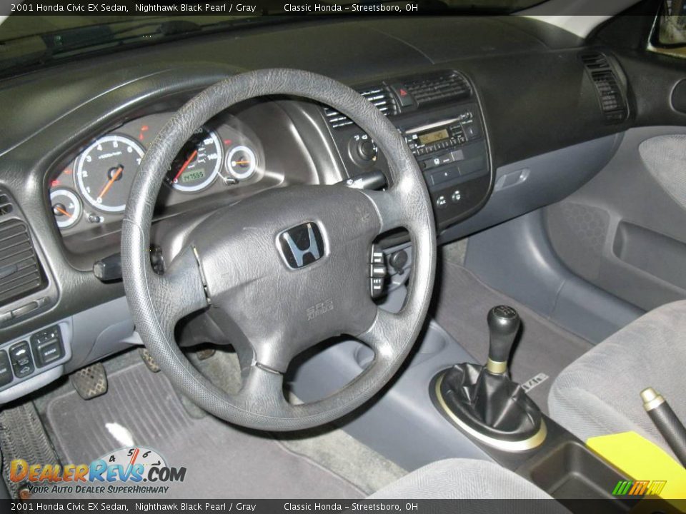 2001 Honda Civic EX Sedan Nighthawk Black Pearl / Gray Photo #14
