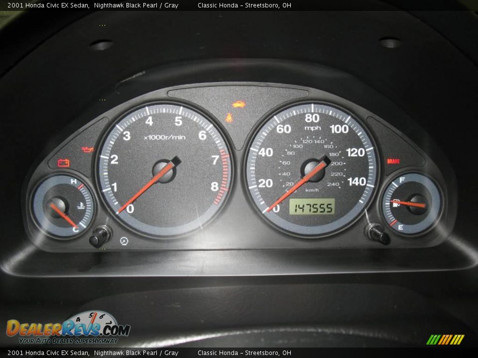 2001 Honda Civic EX Sedan Nighthawk Black Pearl / Gray Photo #15