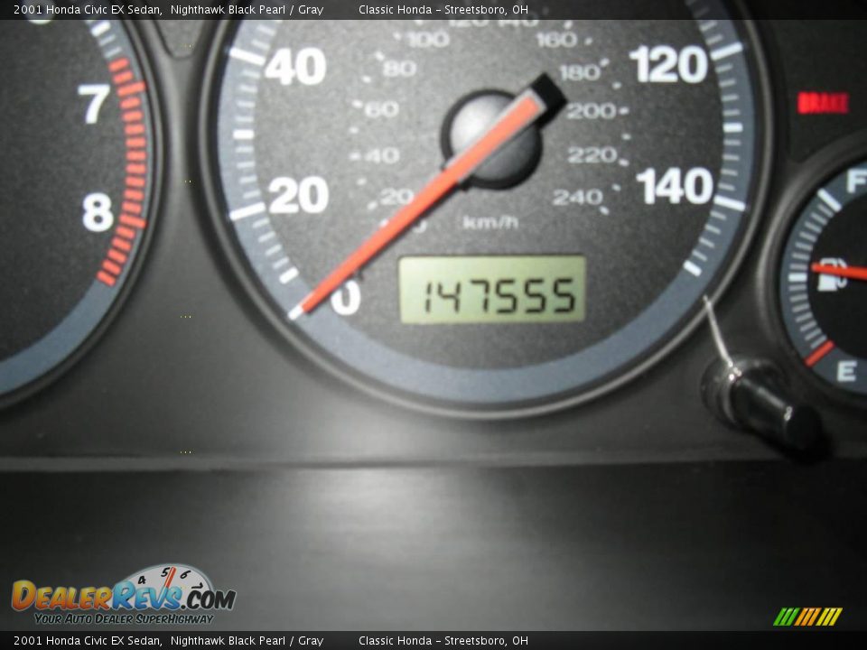 2001 Honda Civic EX Sedan Nighthawk Black Pearl / Gray Photo #16
