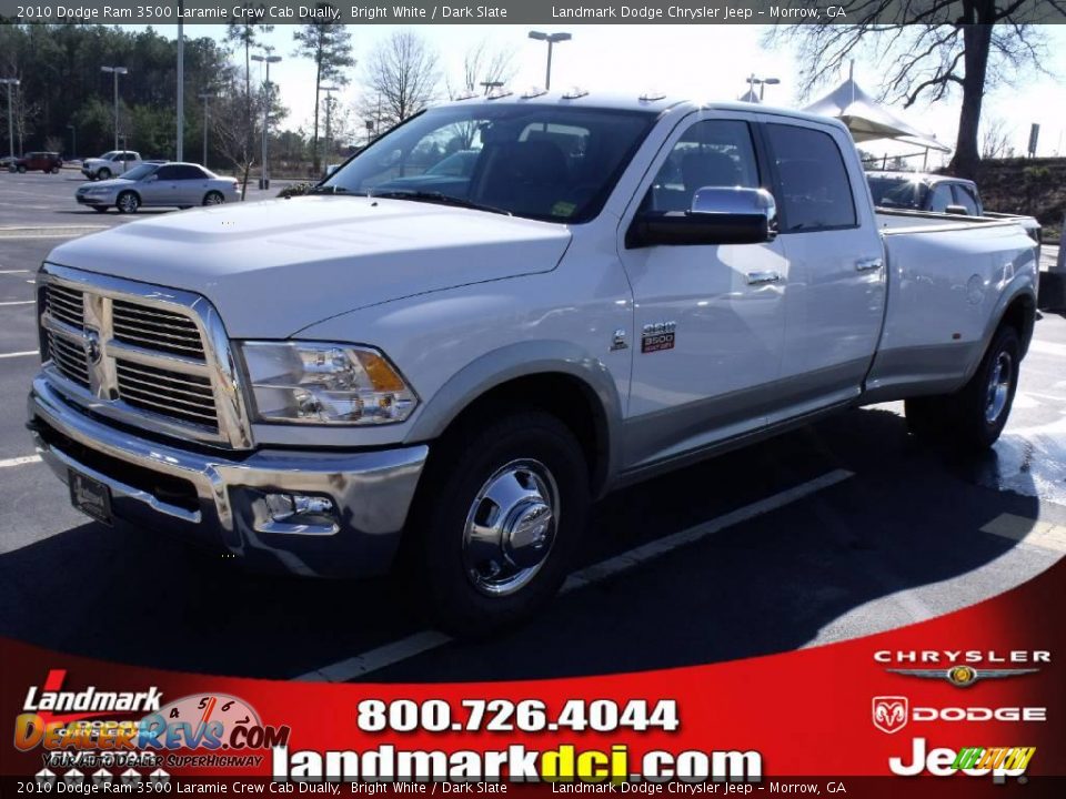 2010 Dodge Ram 3500 Laramie Crew Cab Dually Bright White / Dark Slate Photo #1