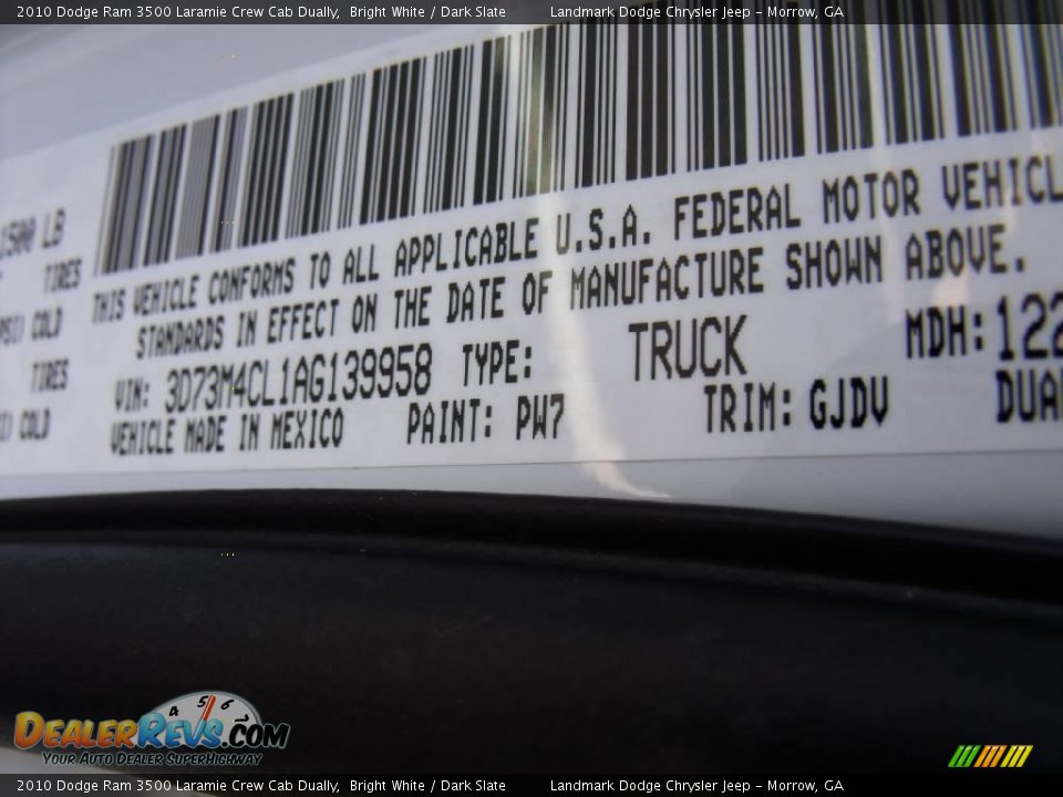 2010 Dodge Ram 3500 Laramie Crew Cab Dually Bright White / Dark Slate Photo #17