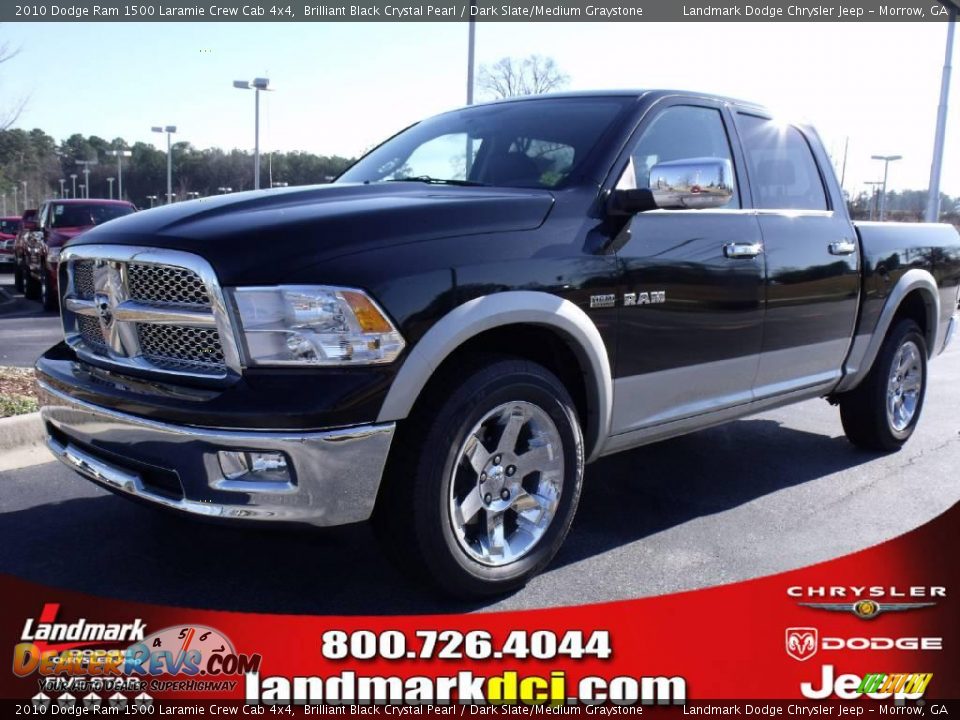 2010 Dodge Ram 1500 Laramie Crew Cab 4x4 Brilliant Black Crystal Pearl / Dark Slate/Medium Graystone Photo #1