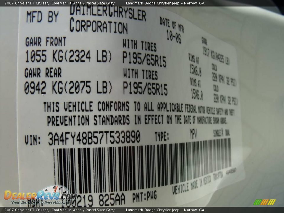 2007 Chrysler PT Cruiser Cool Vanilla White / Pastel Slate Gray Photo #26