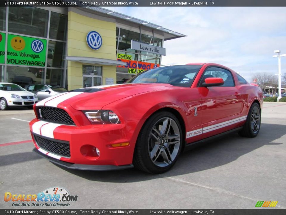 2010 Ford Mustang Shelby GT500 Coupe Torch Red / Charcoal Black/White Photo #1
