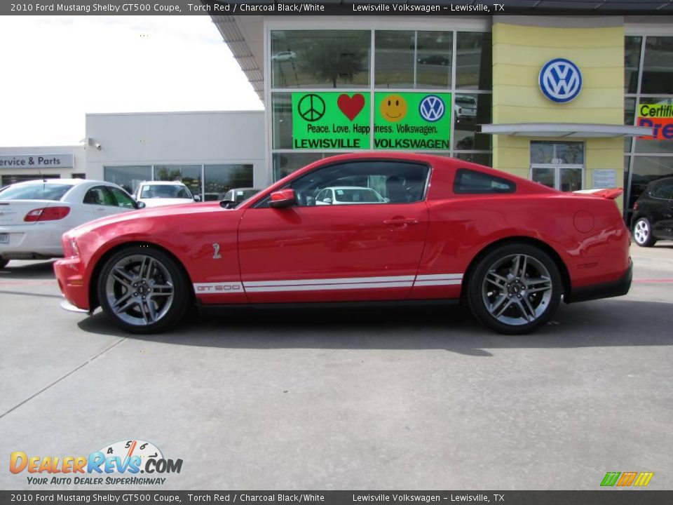 2010 Ford Mustang Shelby GT500 Coupe Torch Red / Charcoal Black/White Photo #2