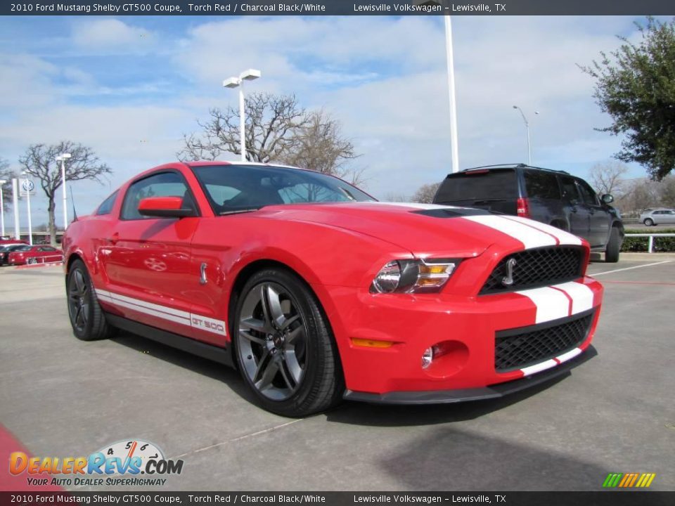 2010 Ford Mustang Shelby GT500 Coupe Torch Red / Charcoal Black/White Photo #7