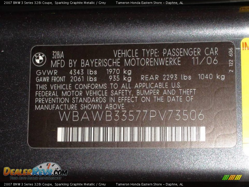 2007 BMW 3 Series 328i Coupe Sparkling Graphite Metallic / Grey Photo #30