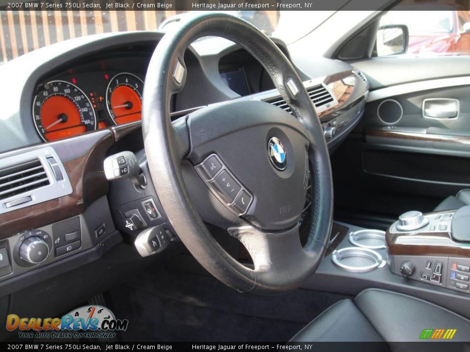 2007 BMW 7 Series 750Li Sedan Jet Black / Cream Beige Photo #12